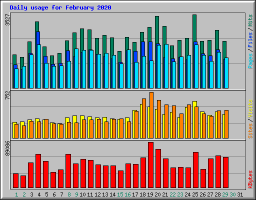 Daily usage for February 2020
